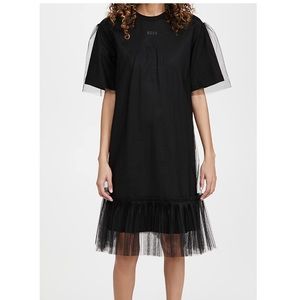 MSGM Black Tulle Trim Dress